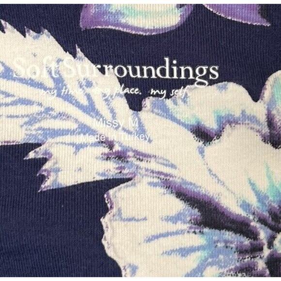 Soft Surroundings Shapely Anywhere Floral Ruched Dress Women’s Size Small Blue - Picture 5 of 6